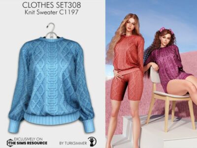 Clothes SET308 – Knit Sweater C1197 By Turksimmer Sims 4 CC