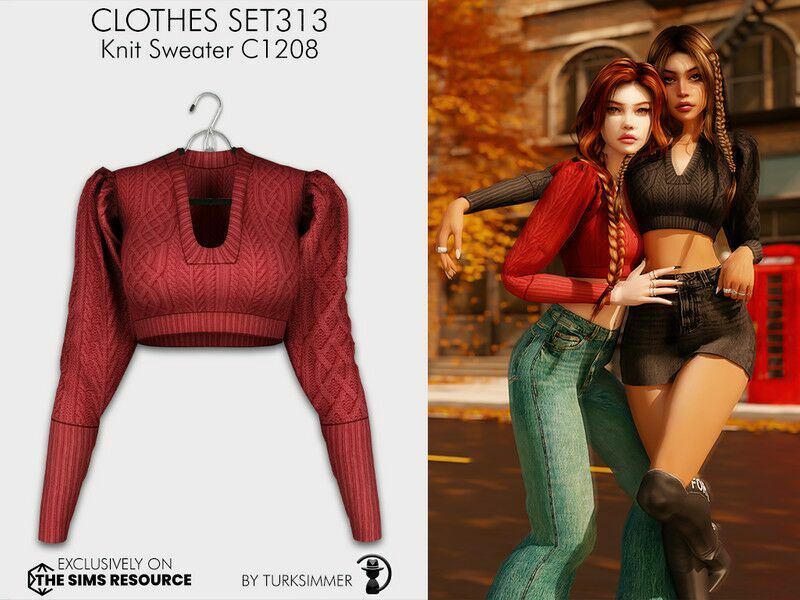 Clothes SET313 – Knit Sweater C1208 By Turksimmer Sims 4 CC