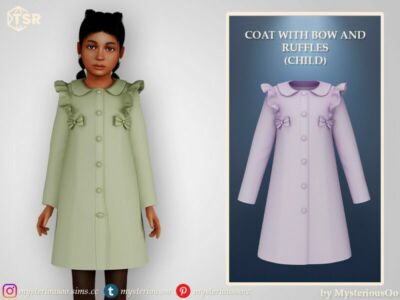 Coat With BOW And Ruffles Child By Mysteriousoo Sims 4 CC