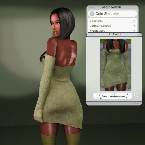 sims 4 cc cold shoulder dress 2