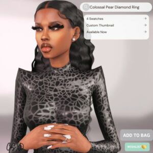 Colossal Pear Diamond Ring Sims 4 CC