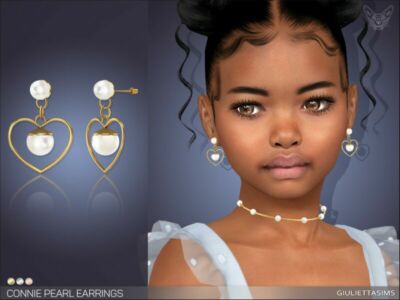 Connie Pearl Earrings For Kids By Feyona Sims 4 CC