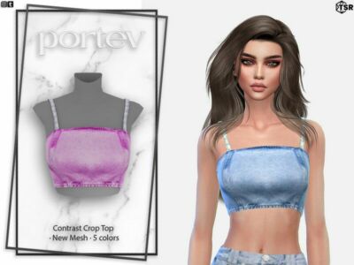 Contrast Crop TOP By Portev Sims 4 CC