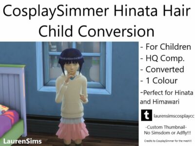 Cosplaysimmer Hinata Hair Converted To Children By Laurensims Sims 4 CC