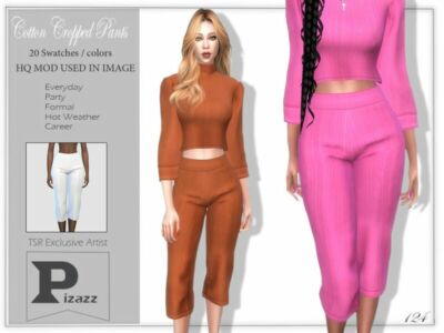 Cotton Cropped Pants By Pizazz Sims 4 CC