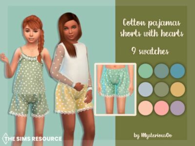 Cotton Pajamas Shorts With Hearts By Mysteriousoo Sims 4 CC