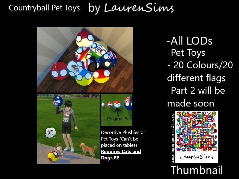 Countryball PET Toys OR Decorative Plushies By Laurensims Sims 4 CC