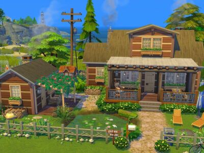 Cozy LOG House – NO CC By Flubs79 Sims 4 CC