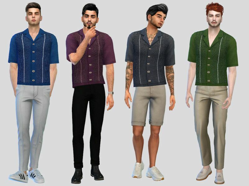 Crochet Buttoned Polo Sims 4 CC