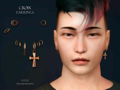 Croix Earrings (Male) By Suzue Sims 4 CC