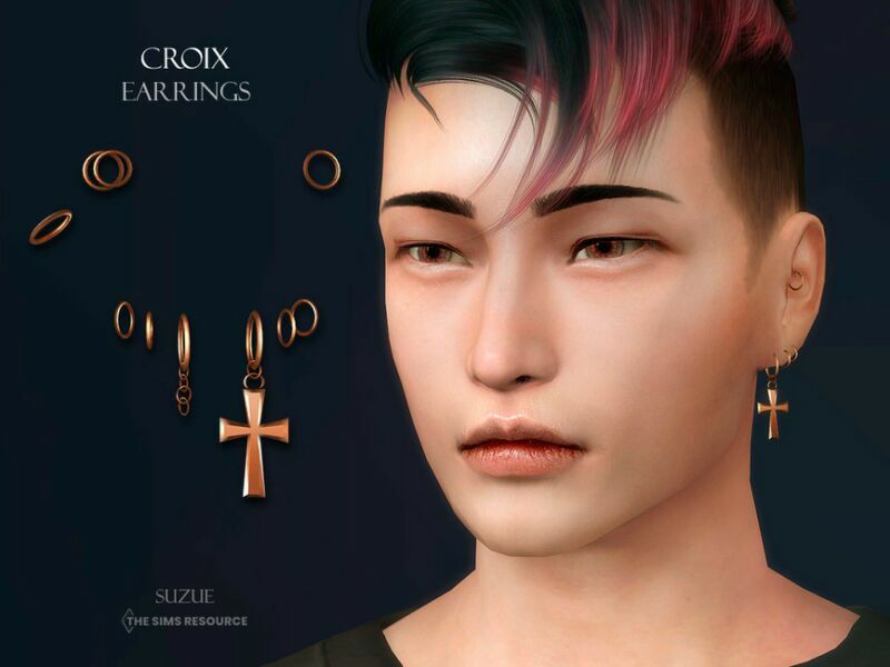 sims 4 cc croix earrings male by suzue 2