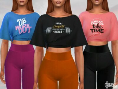 Cropped Work OUT Tops By Saliwa Sims 4 CC