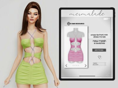 Cross-Tie Front Mini Dress MC405 By Mermaladesimtr Sims 4 CC