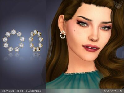 Crystal Circle Earrings By Feyona Sims 4 CC