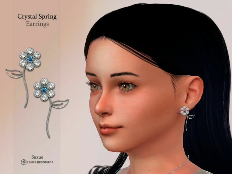 Crystal Spring Earrings Child By Suzue Sims 4 CC