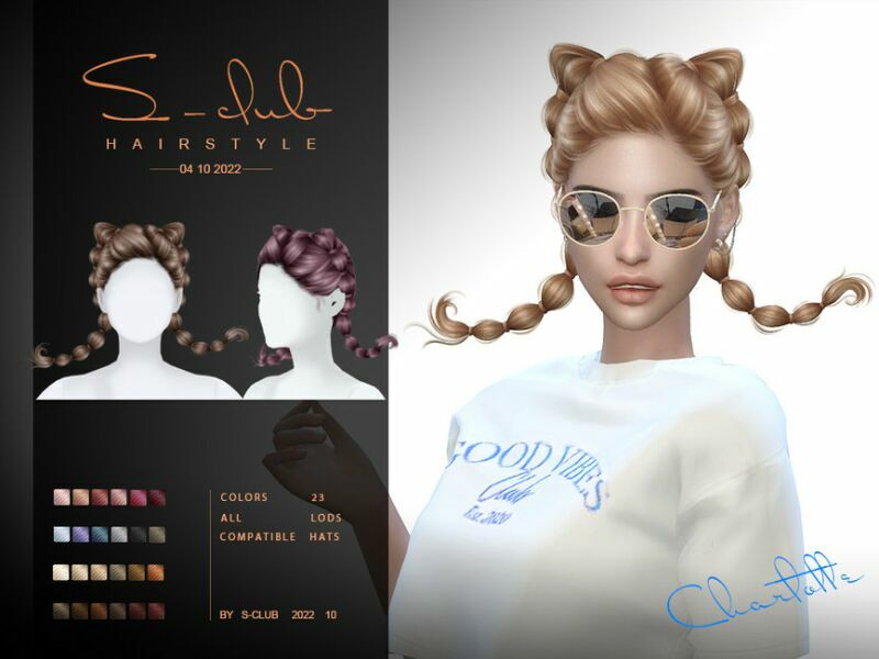 Cute/Sport Hairstyle (Charlotte041022) By S-Club Sims 4 CC