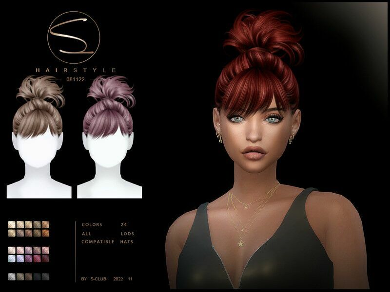 Cute Updo Hairstyle 081122(Whitney) By S-Club By S-Club Sims 4 CC