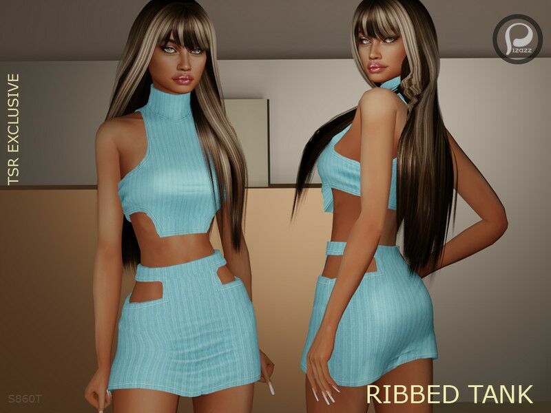 Cutout Ribbed Skirt S860B By Pizazz Sims 4 CC