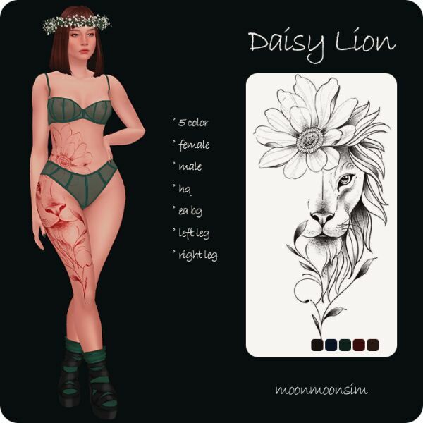 Daisy Lion Tattoo By Moonmoonsim Sims 4 CC