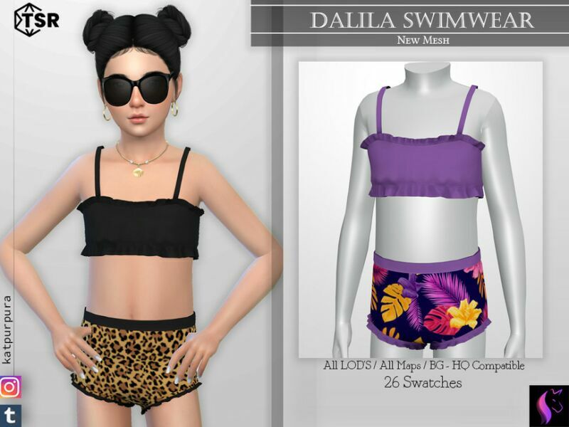 Dalila Swimwear By Katpurpura Sims 4 CC