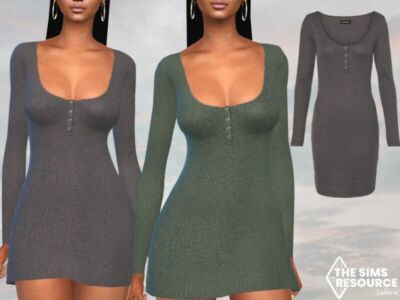 Deep Round Neck Jumper Dresses By Saliwa Sims 4 CC