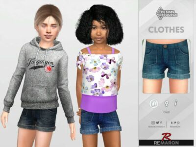 Denim Shorts For 01 Girls By Remaron Sims 4 CC