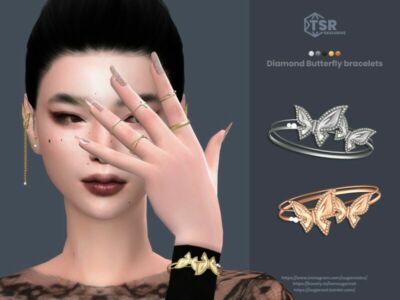 Diamond Butterfly Bracelets Sims 4 CC