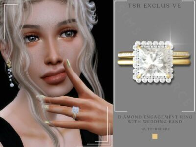 Diamond Engagement Ring With Wedding Band Sims 4 CC