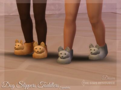 DOG Slippers Toddlers By Dissia Sims 4 CC