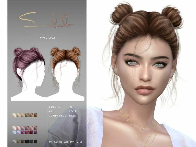 Double Buns Hair Style (Lili) 070822 By S-Club Sims 4 CC