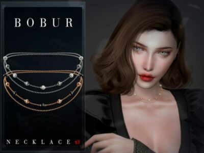 Double Chain Pearl Necklace By Bobur3 Sims 4 CC