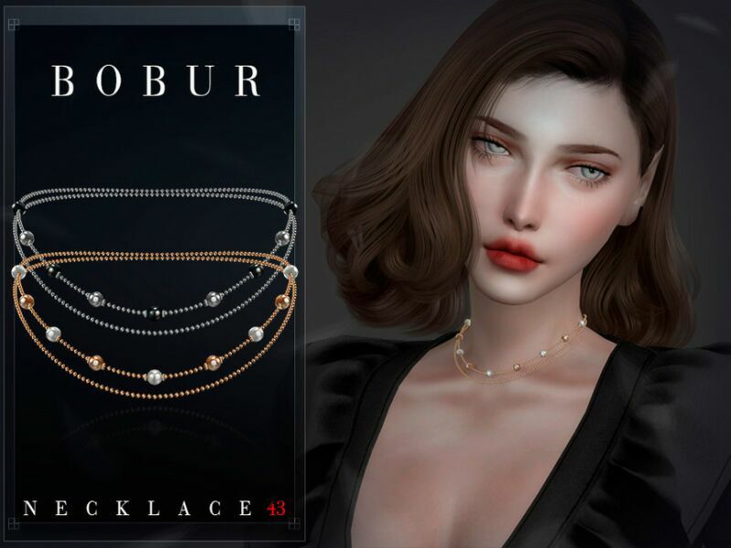 sims 4 cc double chain pearl necklace by bobur3 2