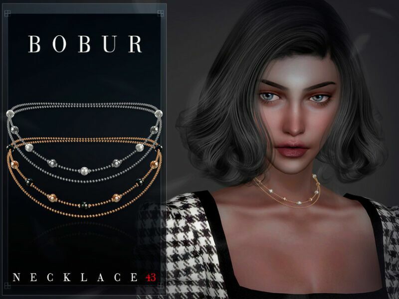 sims 4 cc double chain pearl necklace by bobur3 3