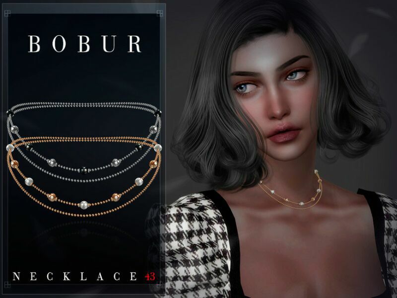 sims 4 cc double chain pearl necklace by bobur3 4