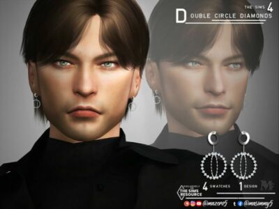 Double Circle Diamonds Earrings By Mazero5 Sims 4 CC