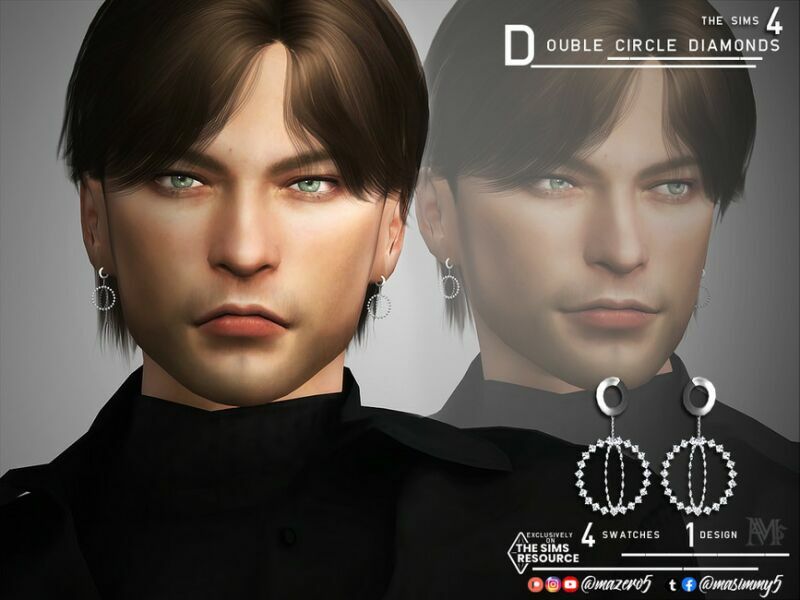 Double Circle Diamonds Earrings By Mazero5 Sims 4 CC