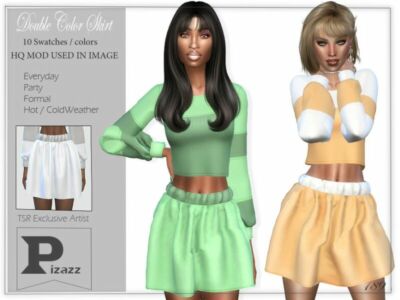 Double Color Skirt By Pizazz Sims 4 CC