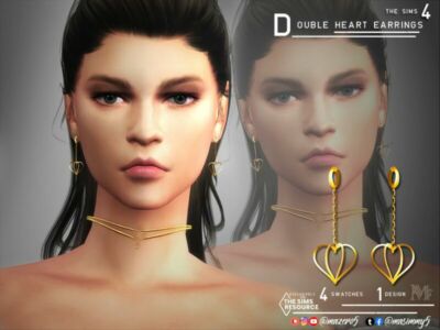 Double Heart Earrings By Mazero5 Sims 4 CC