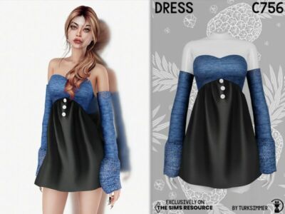 Dress C756 By Turksimmer Sims 4 CC