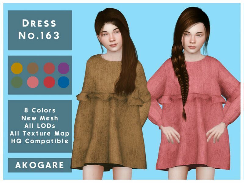 Dress NO.163 By _Akogare_ Sims 4 CC