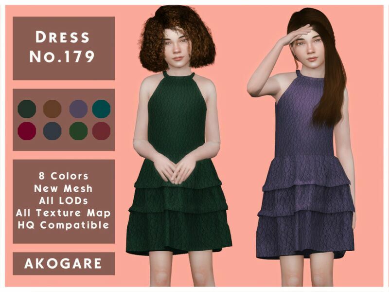 Dress NO.179 By _Akogare_ Sims 4 CC