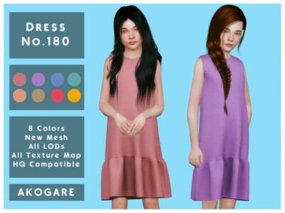 Dress NO.180 By _Akogare_ Sims 4 CC