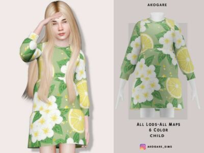 Dress NO.196 By _Akogare_ Sims 4 CC