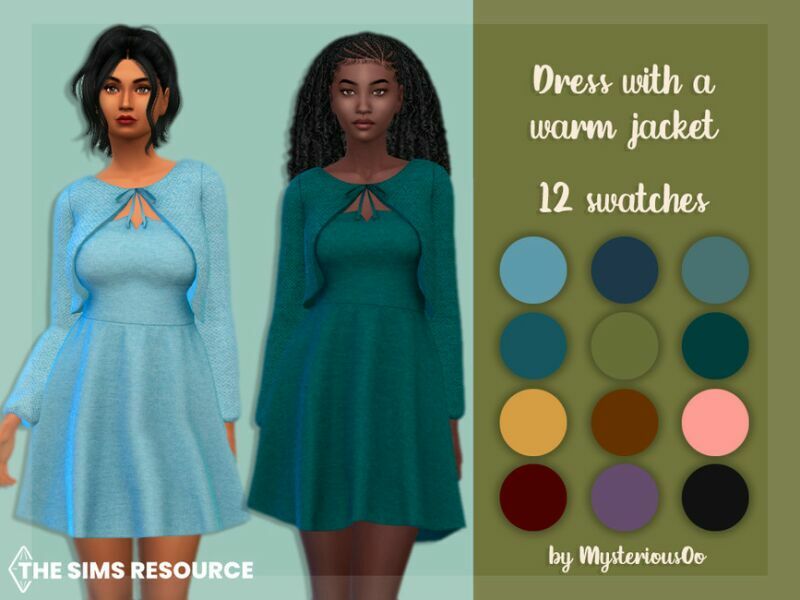 Dress With A Warm Jacket By Mysteriousoo Sims 4 CC