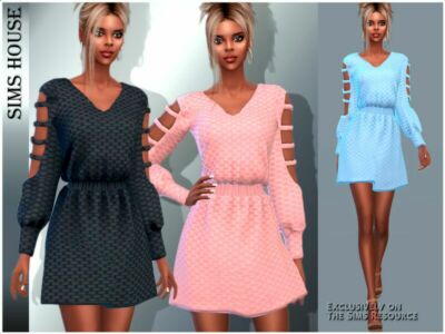 Dress With Cut-Outs ON The Sleeves Sims 4 CC