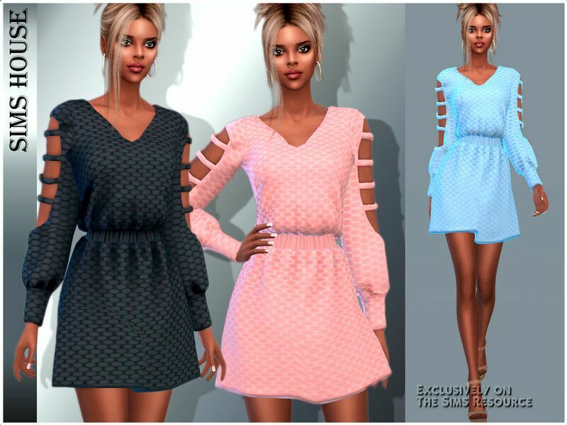 Dress With Cut-Outs ON The Sleeves Sims 4 CC