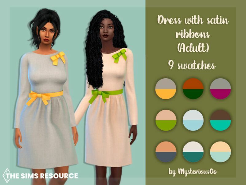 Dress With Satin Ribbons Adult By Mysteriousoo Sims 4 CC