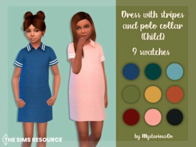 Dress With Stripes And Polo Collar Child By Mysteriousoo Sims 4 CC