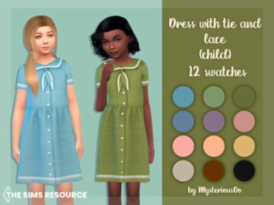 Dress With TIE SND Lace Child By Mysteriousoo Sims 4 CC