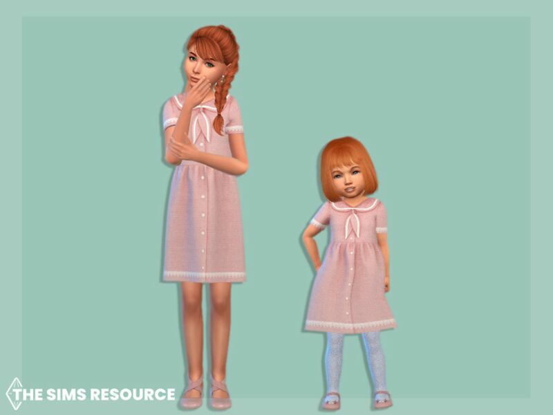 sims 4 cc dress with tie snd lace child by mysteriousoo 2